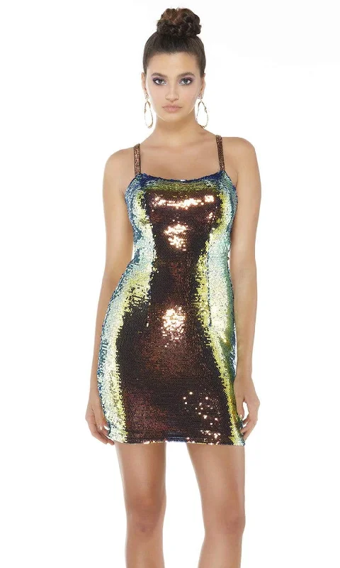 Gothic Style Party Dresses with Lace Trim for Ladies' Halloween PartiesAlyce Paris - 4347 Sexy Cutout Back Opal Sequin Cocktail Dress