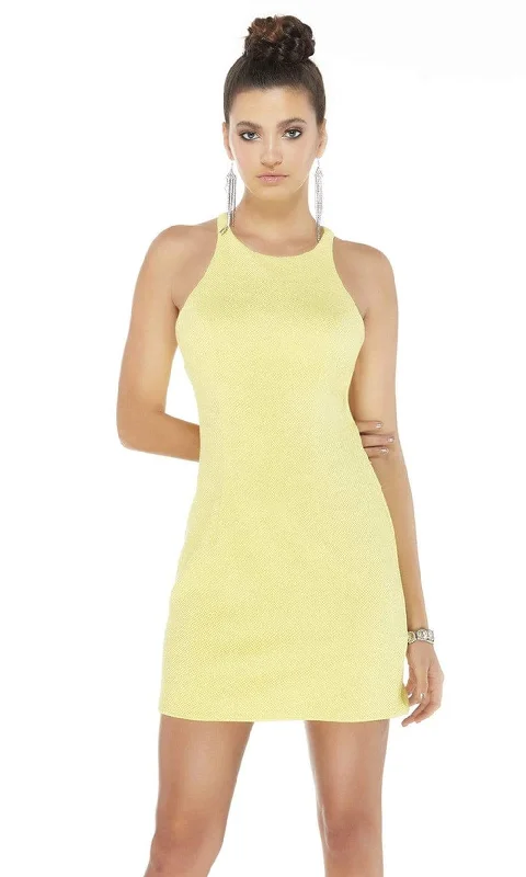 Mesh Paneled Party Dresses with Beaded Appliques for Ladies' Modern EdgeAlyce Paris - Short Cutout Back Dress 4289 Mesh Paneled Party Dresses with Beaded Appliques for Ladies' Modern EdgeAlyce Paris - Short Cutout Back Dress 4289
