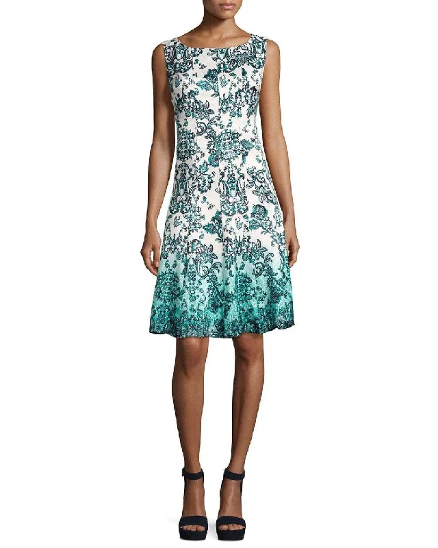Party Dresses with Pleated Tulle Skirt and Sequined Geometric Shapes for Ladies' Princess and Modern LookChetta B - Knee Length Ombre Printed A-Line Dress
