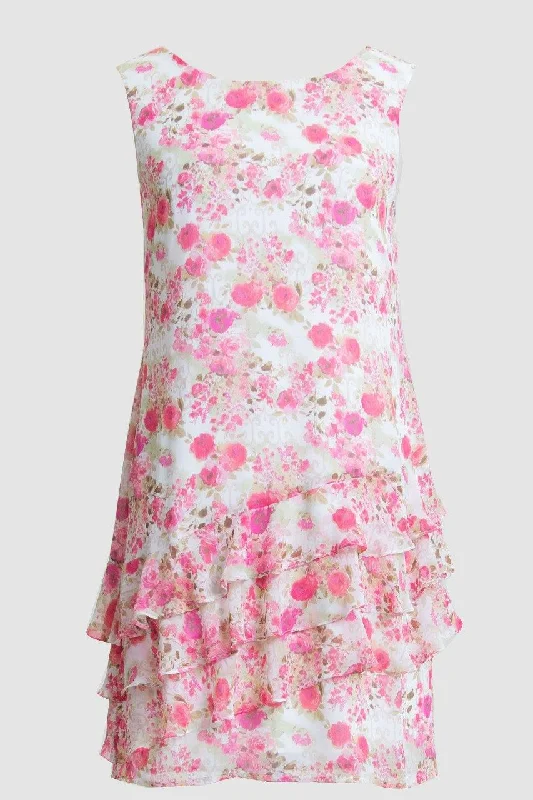 Beaded Party Dresses with Tulle Skirt for Ladies' Formal DancesConnected Apparel Short Floral Print Tiered Dress Beaded Party Dresses with Tulle Skirt for Ladies' Formal DancesConnected Apparel Short Floral Print Tiered Dress