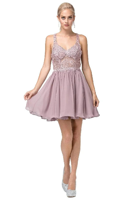 Party Dresses with Sequined Stripes and Sheer Back for Ladies' Bold and Sexy LookDancing Queen - 3044 Lace Embroidered V-neck A-line Dress Party Dresses with Sequined Stripes and Sheer Back for Ladies' Bold and Sexy LookDancing Queen - 3044 Lace Embroidered V-neck A-line Dress
