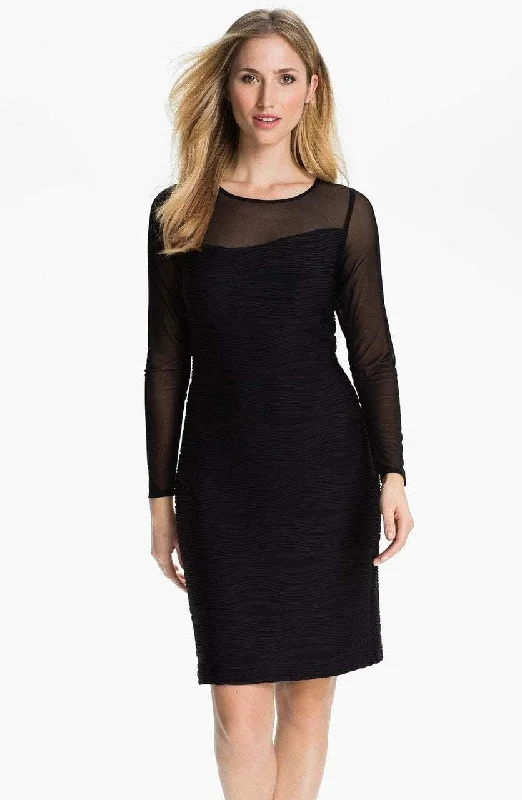 Party Dresses with Sheer Sleeve and Sequined Cuffs and Embroidered Bodice for Ladies' Elegant and Sparkly LookDonna Ricco - Illusion Sleeve Textured Dress 8438320M - 1 Pc Black In Size 4 Available Party Dresses with Sheer Sleeve and Sequined Cuffs and Embroidered Bodice for Ladies' Elegant and Sparkly LookDonna Ricco - Illusion Sleeve Textured Dress 8438320M - 1 Pc Black In Size 4 Available