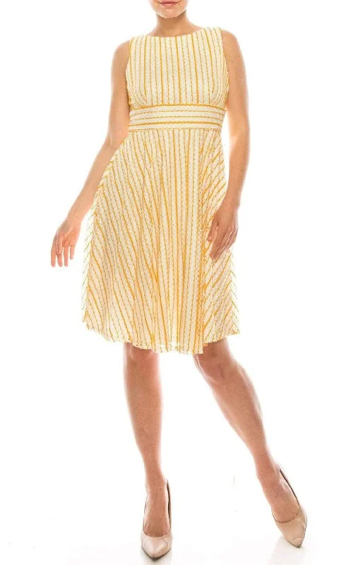 Party Dresses with Bell Sleeves and Ruffled Hem for Ladies' Retro CharmGabby Skye - 18852M Sleeveless Crochet Stripe A-Line Dress Party Dresses with Bell Sleeves and Ruffled Hem for Ladies' Retro CharmGabby Skye - 18852M Sleeveless Crochet Stripe A-Line Dress