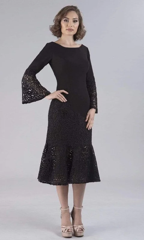Party Dresses with Sequined Dots and Sheer Skirt for Ladies' Playful and Sultry LookGia Franco - Bell Sleeve Mermaid Tea Length Dress 12054 - 1 pc Black In Size 12 Available Party Dresses with Sequined Dots and Sheer Skirt for Ladies' Playful and Sultry LookGia Franco - Bell Sleeve Mermaid Tea Length Dress 12054 - 1 pc Black In Size 12 Available