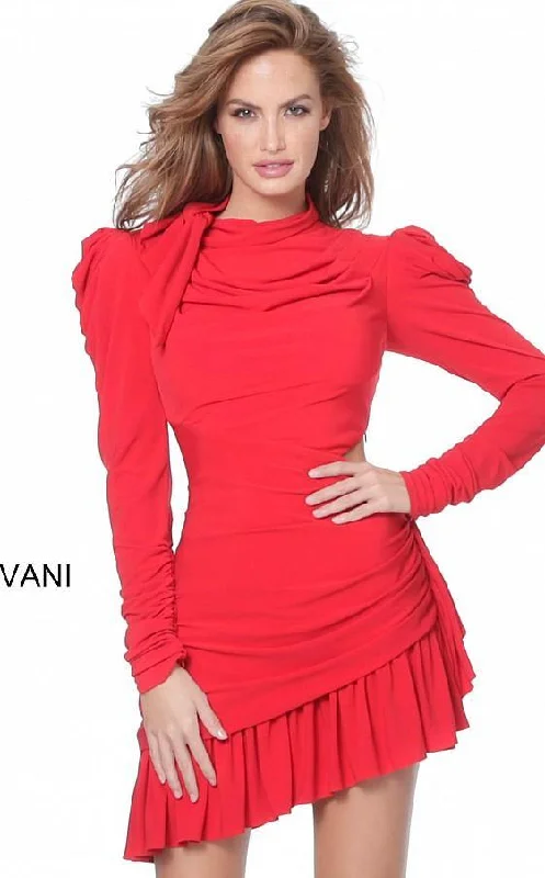 Empire Waist Party Dresses with Satin Sash for Ladies' Curvy Figure FlatteringJovani M3076 Short Puff Sleeve Cocktail Dress Empire Waist Party Dresses with Satin Sash for Ladies' Curvy Figure FlatteringJovani M3076 Short Puff Sleeve Cocktail Dress