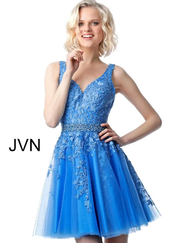 A Line Tulle Party Dresses for Ladies with Petite FiguresJovani 68267 Sleeveless Short Homecoming Dress JVN