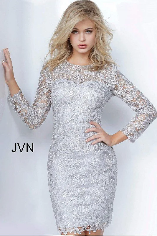 Party Dresses with Ruffled Sleeveless Top and Embroidered Skirt for Ladies' Dramatic and Artistic LookJovani 3217 Short Cocktail Lace Dress Party Dresses with Ruffled Sleeveless Top and Embroidered Skirt for Ladies' Dramatic and Artistic LookJovani 3217 Short Cocktail Lace Dress
