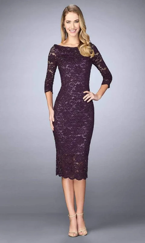 Party Dresses with Ruffled Sleeveless Top and Sequined Bodice and Tulle Skirt and Beaded Waistband for Ladies' Dramatic and Glamorous LookLa Femme - Lace Tea Length Dress 24875SC Party Dresses with Ruffled Sleeveless Top and Sequined Bodice and Tulle Skirt and Beaded Waistband for Ladies' Dramatic and Glamorous LookLa Femme - Lace Tea Length Dress 24875SC