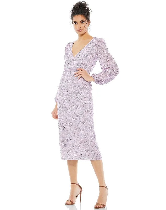 Party Dresses with Embroidered Birds and Sequined Floral Motifs and Satin and Lace Combo for Ladies' Nature Inspired and Romantic LookMac Duggal 10764 Long Sleeve Cocktail Dress Party Dresses with Embroidered Birds and Sequined Floral Motifs and Satin and Lace Combo for Ladies' Nature Inspired and Romantic LookMac Duggal 10764 Long Sleeve Cocktail Dress
