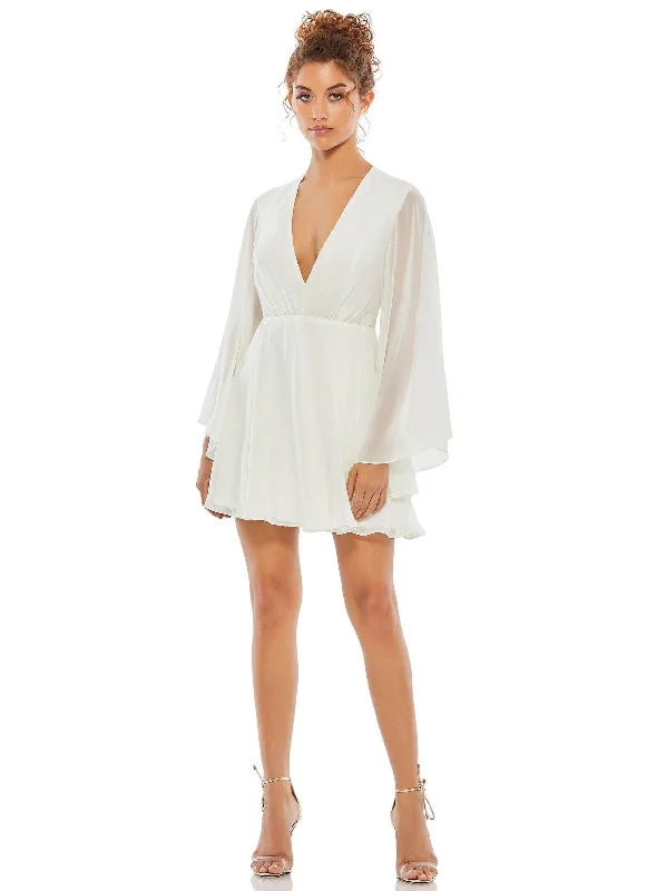 Party Dresses with Cut Out Details and Lace Insertions for Ladies' Bold and Feminine LookMac Duggal 55684 Long Sleeve Short Cocktail Dress Party Dresses with Cut Out Details and Lace Insertions for Ladies' Bold and Feminine LookMac Duggal 55684 Long Sleeve Short Cocktail Dress