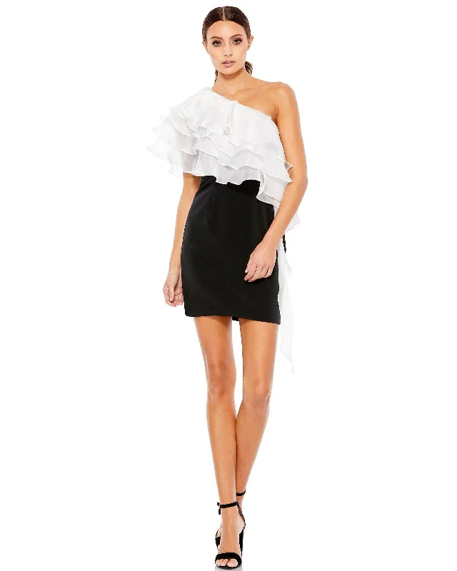Backless Party Dresses with Rhinestone Embellishments for Ladies' Sexy LookMac Duggal 26501 Short One Shoulder Cocktail Dress Backless Party Dresses with Rhinestone Embellishments for Ladies' Sexy LookMac Duggal 26501 Short One Shoulder Cocktail Dress