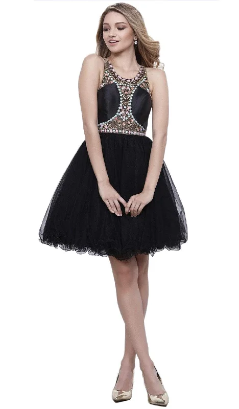 Party Dresses with Lace Insertions on the Skirt and Beaded Waistband for Ladies' Feminine and Glamorous LookNox Anabel - 6250 Beaded Sleeveless Cocktail Dress Party Dresses with Lace Insertions on the Skirt and Beaded Waistband for Ladies' Feminine and Glamorous LookNox Anabel - 6250 Beaded Sleeveless Cocktail Dress