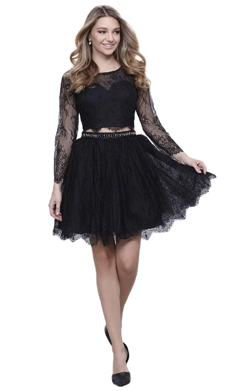 Party Dresses with Ruffled Sleeveless Top and Sequined Bodice and Tulle Skirt for Ladies' Dramatic and Glamorous LookNox Anabel - 6268 Two Piece Lace Long Sleeve Short Party Dress Party Dresses with Ruffled Sleeveless Top and Sequined Bodice and Tulle Skirt for Ladies' Dramatic and Glamorous LookNox Anabel - 6268 Two Piece Lace Long Sleeve Short Party Dress
