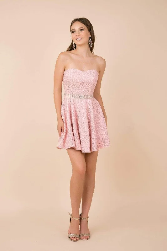Party Dresses with Satin Trimmed Collar and Ruffled Hem for Ladies' Classic and Girly LookNox Anabel - 6358 Embellished Waist Sweetheart Neckline Cocktail Dress Party Dresses with Satin Trimmed Collar and Ruffled Hem for Ladies' Classic and Girly LookNox Anabel - 6358 Embellished Waist Sweetheart Neckline Cocktail Dress