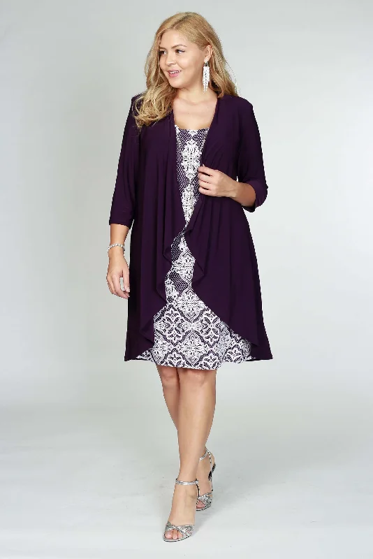 Party Dresses with Embroidered Party Animals and Colorful Sequins for Ladies' Themed Party FunR&M Richards 3577 Short Cocktail Lace Dress Eggplant Party Dresses with Embroidered Party Animals and Colorful Sequins for Ladies' Themed Party FunR&M Richards 3577 Short Cocktail Lace Dress Eggplant
