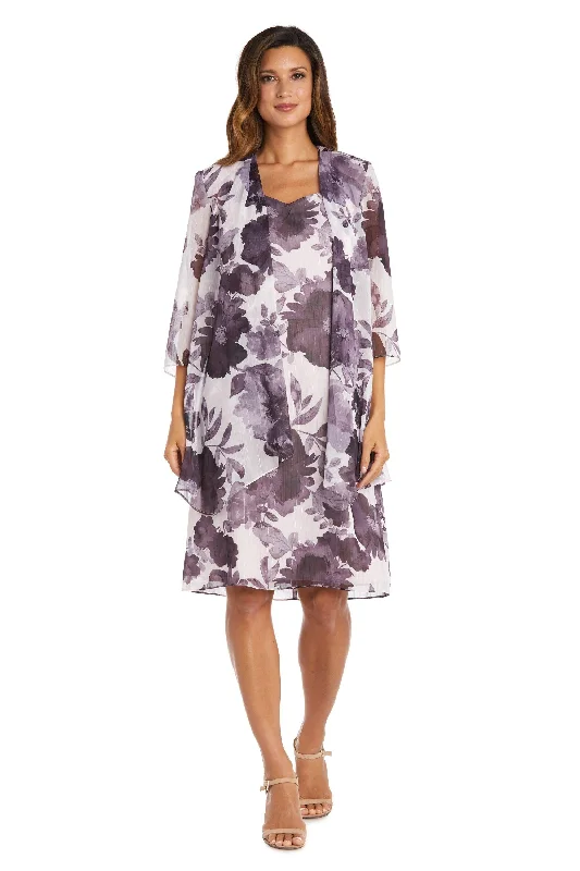 Party Dresses with Sequined Stripes and Sheer Back and Embroidered Birds for Ladies' Bold and Nature Inspired LookR&M Richards 9388P Short Petite Chiffon Jacket Dress Party Dresses with Sequined Stripes and Sheer Back and Embroidered Birds for Ladies' Bold and Nature Inspired LookR&M Richards 9388P Short Petite Chiffon Jacket Dress