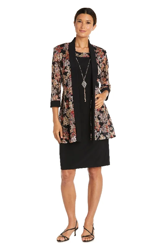 Party Dresses with Sequined Hearts and Ruffled Hem and Satin and Lace Combo for Ladies' Romantic and Feminine LookR&M Richards 9043 Short Two Piece Print Jacket Dress Party Dresses with Sequined Hearts and Ruffled Hem and Satin and Lace Combo for Ladies' Romantic and Feminine LookR&M Richards 9043 Short Two Piece Print Jacket Dress