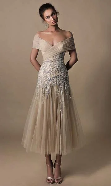 Plus Size Sequined Maxi Party Dresses for Curvy LadiesTarik Ediz - Off Shoulder Tulle A-line Cocktail Dress 96019 Plus Size Sequined Maxi Party Dresses for Curvy LadiesTarik Ediz - Off Shoulder Tulle A-line Cocktail Dress 96019