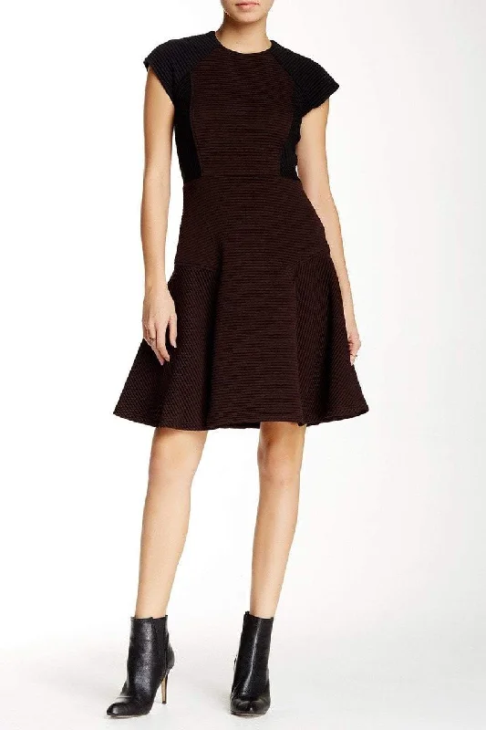 Sheath Style Velvet Party Dresses for Ladies' Evening GalasTaylor - Color Block Ribbed Dress 5808M