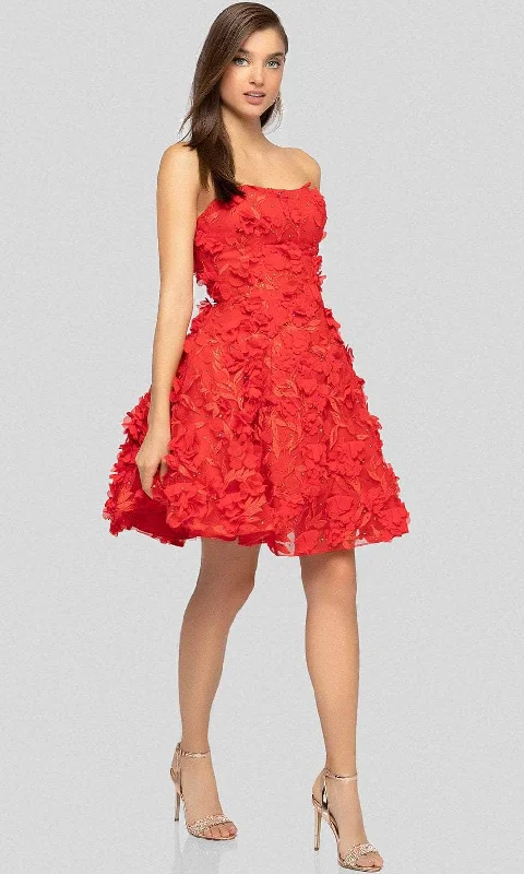 Party Dresses with Tulle Overlay and Beaded Bodice and High Low Hem for Ladies' Dramatic and Graceful LookTerani Couture - Jeweled Floral Appliqued Bustier Dress 1911P8057 Party Dresses with Tulle Overlay and Beaded Bodice and High Low Hem for Ladies' Dramatic and Graceful LookTerani Couture - Jeweled Floral Appliqued Bustier Dress 1911P8057