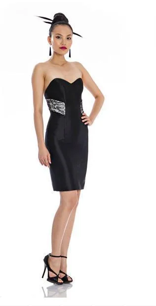 Party Dresses with Sequined Dots and Sheer Skirt for Ladies' Playful and Sultry LookTheia - 881946 Strapless Satin Fitted Cocktail Dress Party Dresses with Sequined Dots and Sheer Skirt for Ladies' Playful and Sultry LookTheia - 881946 Strapless Satin Fitted Cocktail Dress