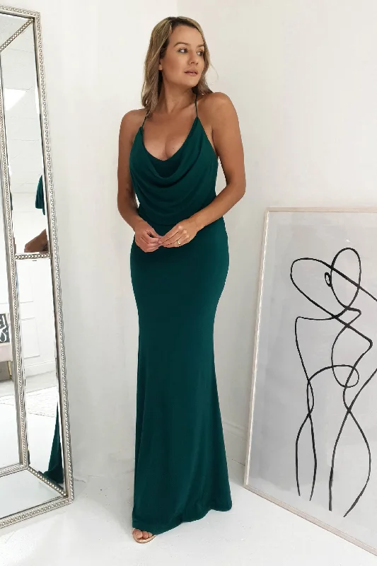 Midi dress for a music festival with a bohemian - inspired outfitSkyfall Cowl Neckline Maxi | Forest Green Midi dress for a music festival with a bohemian - inspired outfitSkyfall Cowl Neckline Maxi | Forest Green