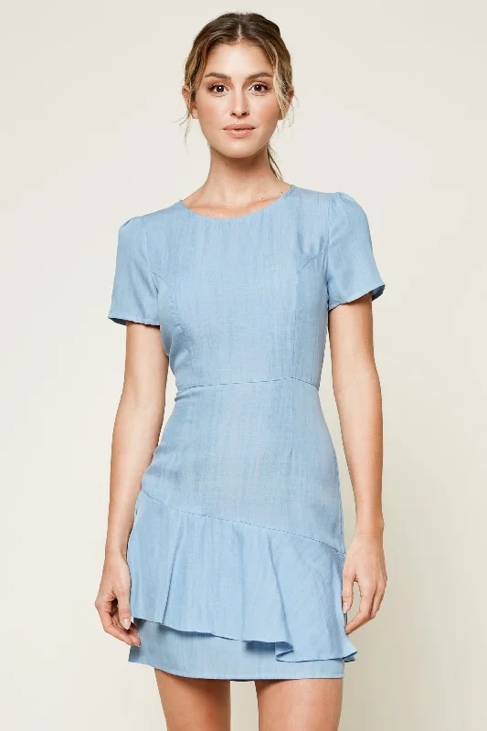 A line mini dressesArizona Chambray Ruffle Mini Dress