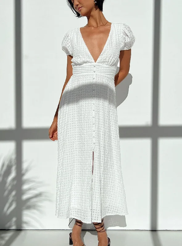 Tea - length midi dress for a classic and elegant lengthAttal Midi Dress White