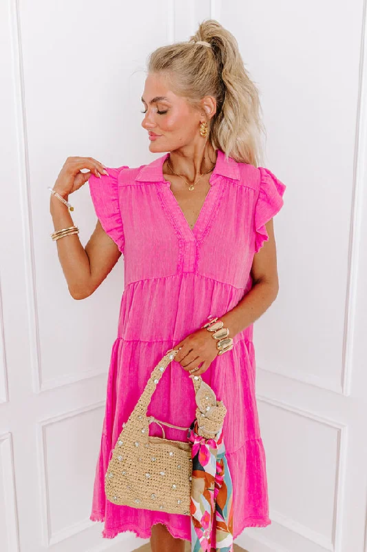 solid color mini dressesBubbly Energy Mineral Wash Mini Dress in Pink