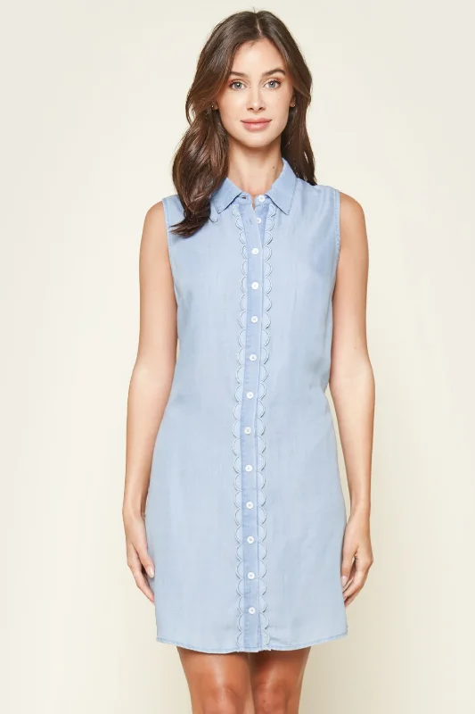 evening mini dressesCannes Chambray Button Up Mini Dress