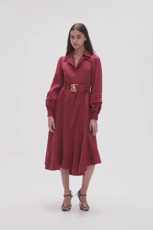 Midi dress for a beach vacation when paired with a swimsuit cover - upCaroline Belted Midi Dress Midi dress for a beach vacation when paired with a swimsuit cover - upCaroline Belted Midi Dress