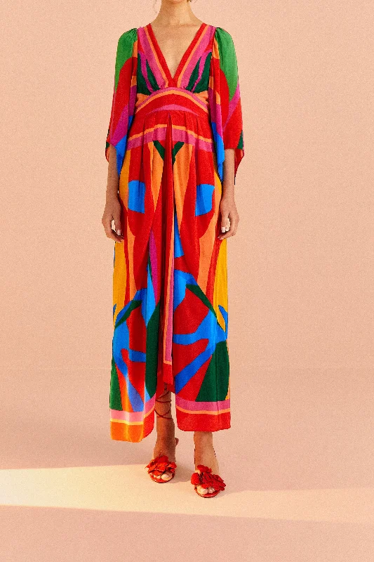 Midi dress for a gym session if it has sufficient stretchColorful Leaves Midi Dress