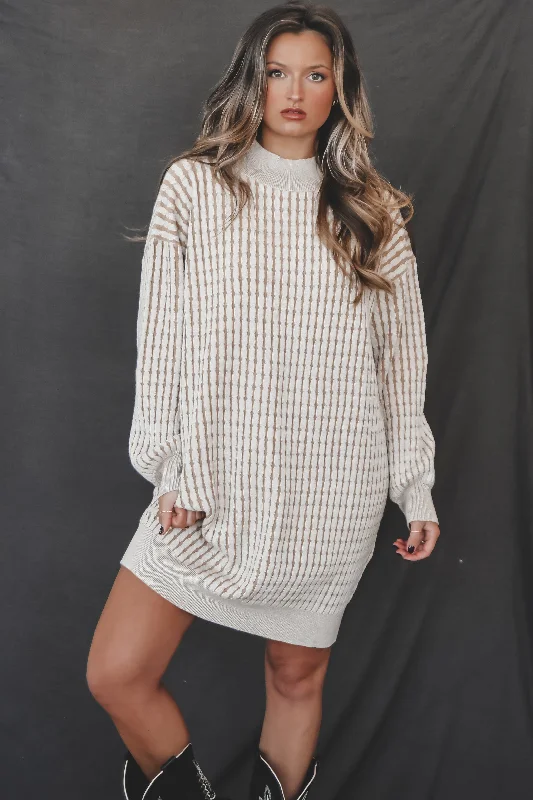 graduation mini dressesCan We Take A Minute Cream Cable Knit Sweater Mini Dress