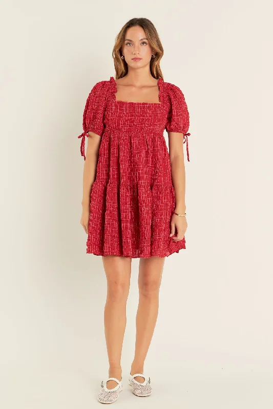 silk mini dressesCrinkled Gingham Flounce Dress