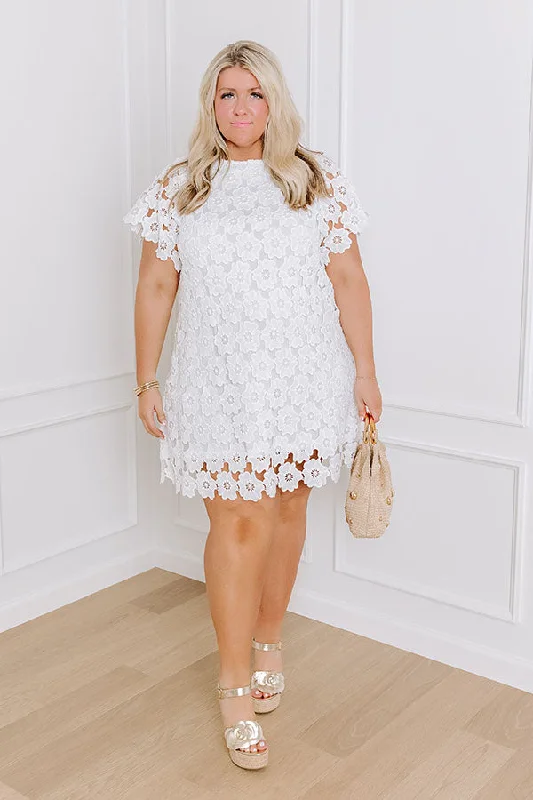 kawaii mini dressesDainty Darling Crochet Mini Dress in White Curves
