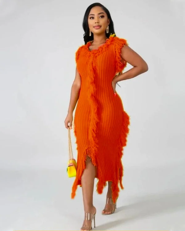Sheer - sleeved midi dress for an alluring and glamorous effectDOUBLE TAKE DRESS
