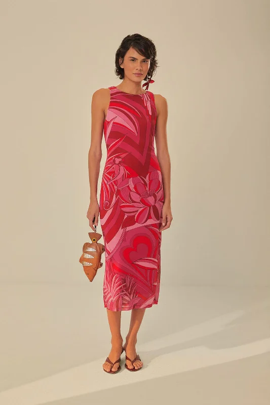 Belted midi dress to cinch the waist and enhance the figureRed Endless Summer Tulle Midi Dress Belted midi dress to cinch the waist and enhance the figureRed Endless Summer Tulle Midi Dress
