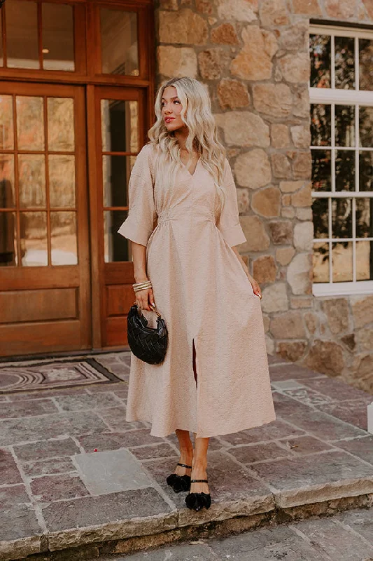 Midi dress for a date when styled with a cute top and heelsFate Would Have It Midi in Iced Latte