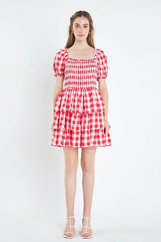breathable mini dressesGingham Mini Dress