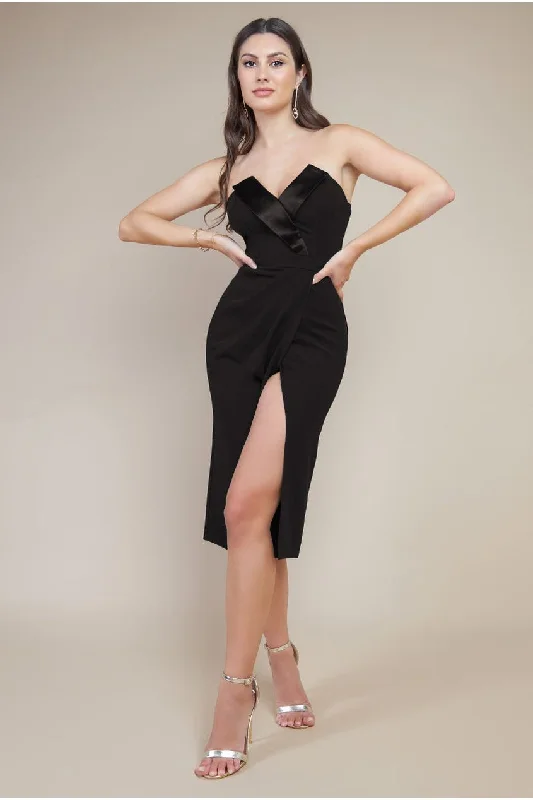 Hooded midi dress for a casual and cozy styleGoddiva Satin Collar Scuba Midi Dress - Black Hooded midi dress for a casual and cozy styleGoddiva Satin Collar Scuba Midi Dress - Black