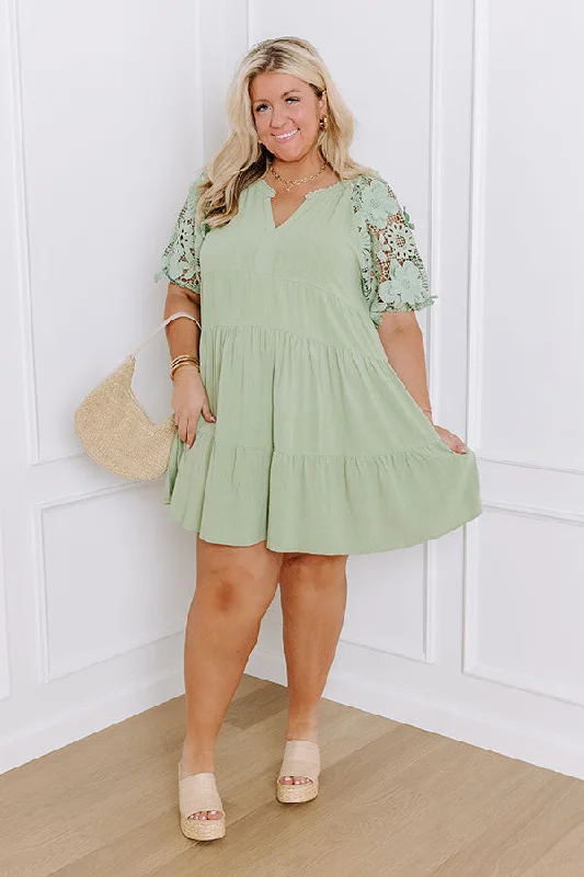 adjustable strap mini dressesHeartfelt Happiness Babydoll Mini Dress in Sage Curves