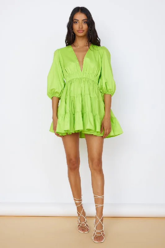gray mini dressesHELLO MOLLY Sweetest Treat Mini Dress Lime