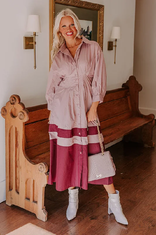 Puff - sleeve midi dress for a feminine and voluminous styleHopeless Romantic Button Down Midi in Dusty Purple Puff - sleeve midi dress for a feminine and voluminous styleHopeless Romantic Button Down Midi in Dusty Purple