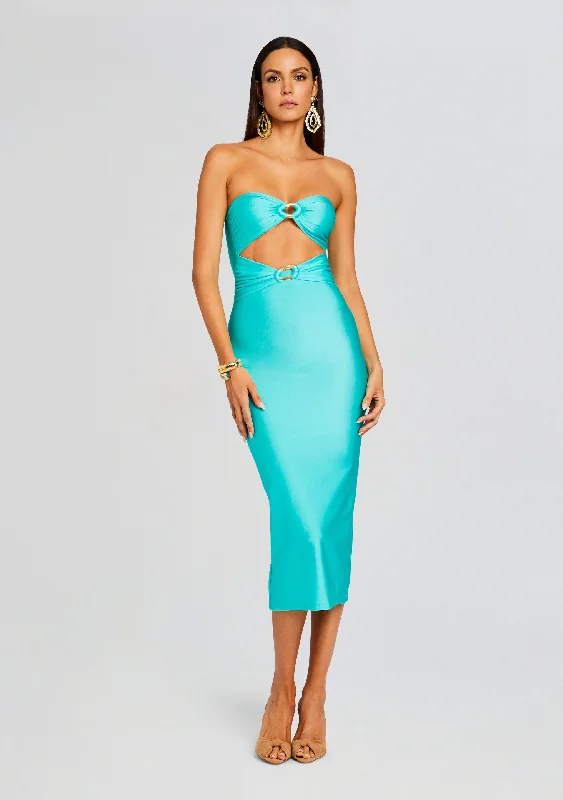Backless midi dress for a sexy and glamorous appearanceIda Lycra Midi Dress
