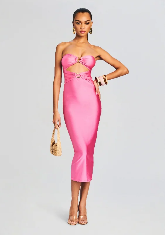 Appliqué - decorated midi dress for a unique and detailed styleIda Lycra Midi Dress