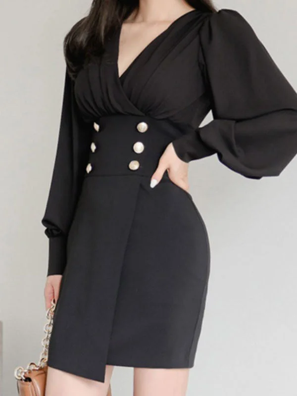 Velvet midi dress for a luxurious and soft feelButton Embellished Long Sleeve Midi Dress Velvet midi dress for a luxurious and soft feelButton Embellished Long Sleeve Midi Dress