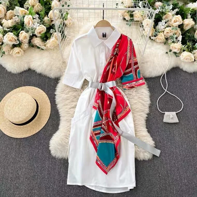 Off - the - shoulder midi dress for a flirty and romantic lookMonophil Scarf Dress