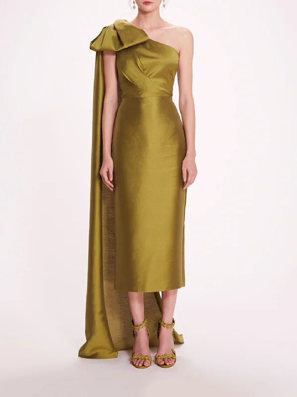 Mermaid - style midi dress for a figure - hugging and glamorous lookSilk Mikado Midi Dress Mermaid - style midi dress for a figure - hugging and glamorous lookSilk Mikado Midi Dress