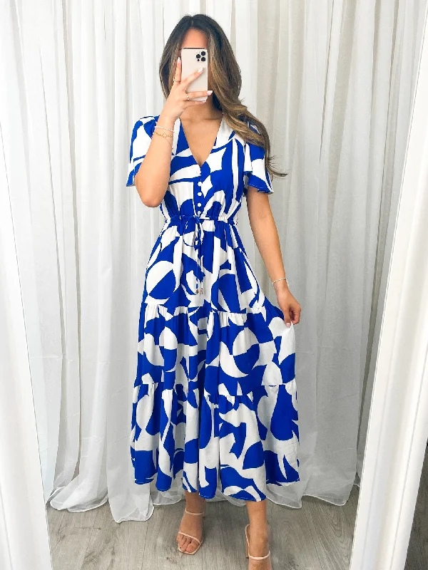 Trumpet - style midi dress for a flared and stylish silhouetteNADA DRESS - COBOLT