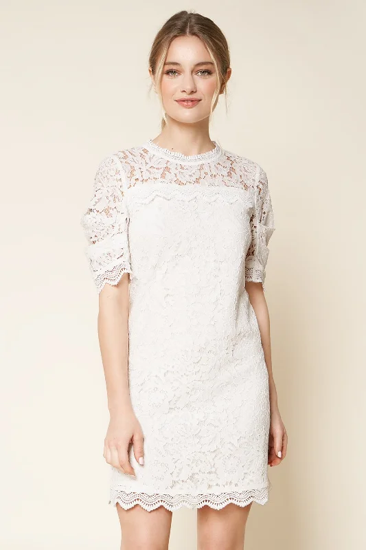 abstract print mini dressesNight Moves Lace Shift Dress